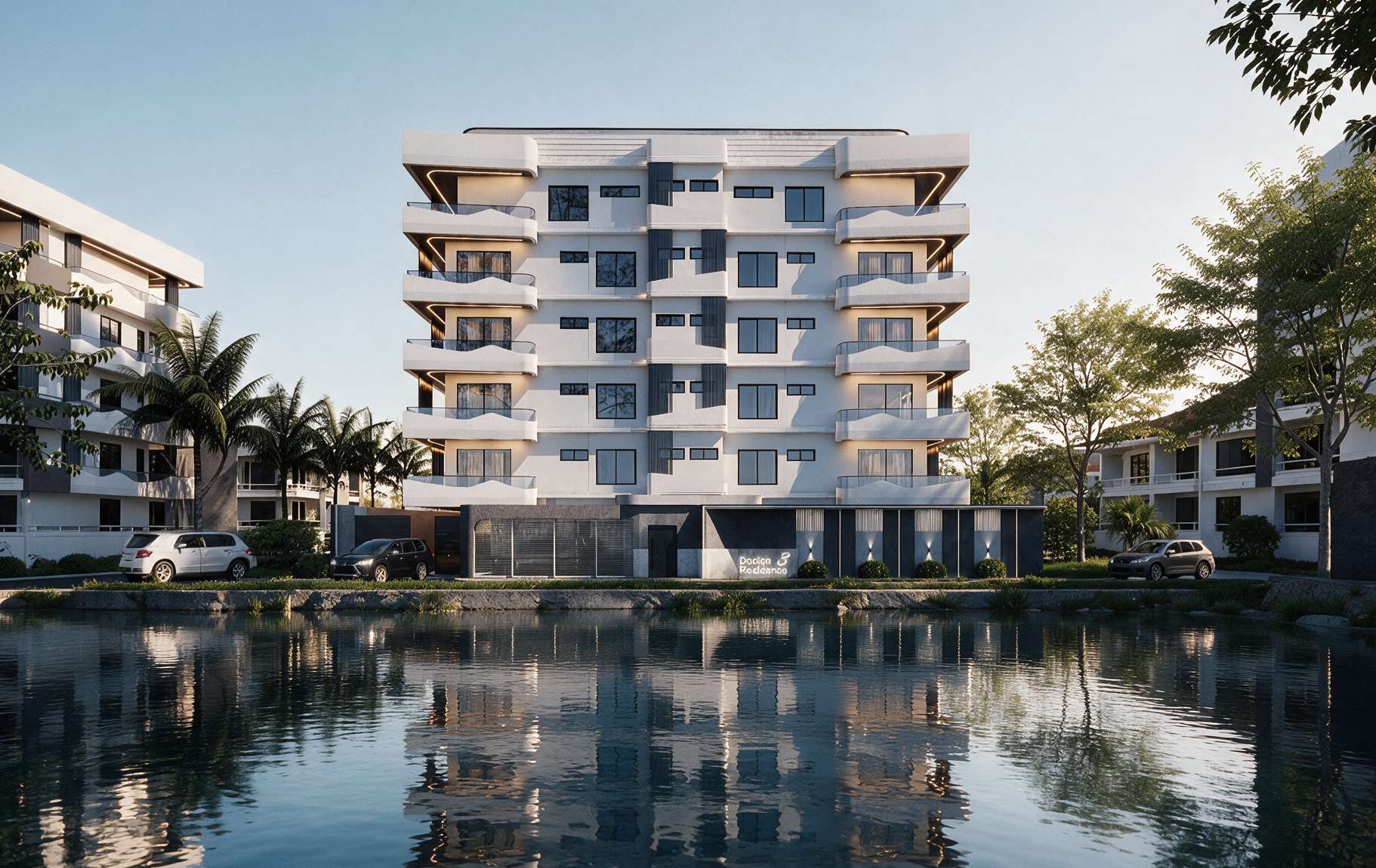 Waterfront lifestyle image from the Declan Residence 3 brochure